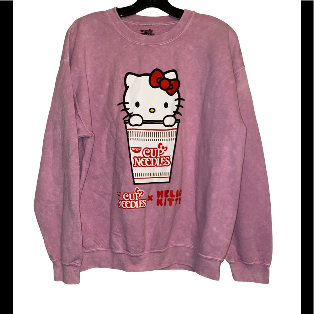 NEW Hello Kitty x Cup Noodles mineral wash crewneck sweater Size small